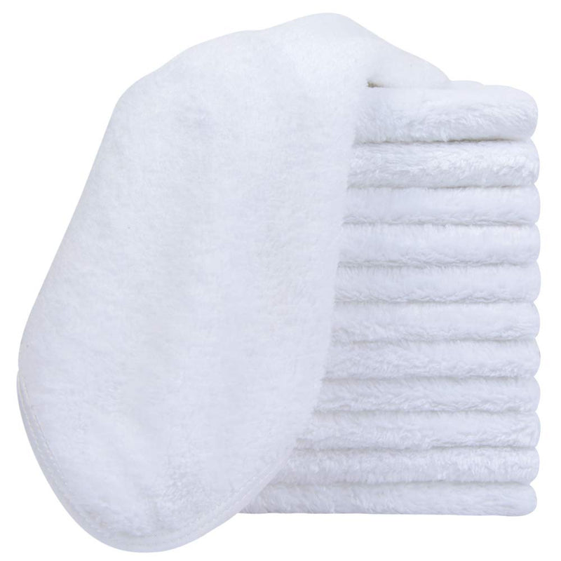 Sinland Microfiber Face Cloths For Bath Reusable Makeup Remover Cloth Ultra Soft and Absorbent Washcloths For Baby 12Inch x 12Inch (12pack, white) SINLAND