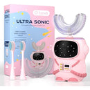 Bendi Sensory 360 Round U-Shaped Astronaut Design Mouthguard Electric Toothbrush for Kids Ages 2-7 - Automatic Memory Function - 5 Modes Toothbrush with Multiple Heads – Kids Travel Essentials (Pink) Infinity Warehouse