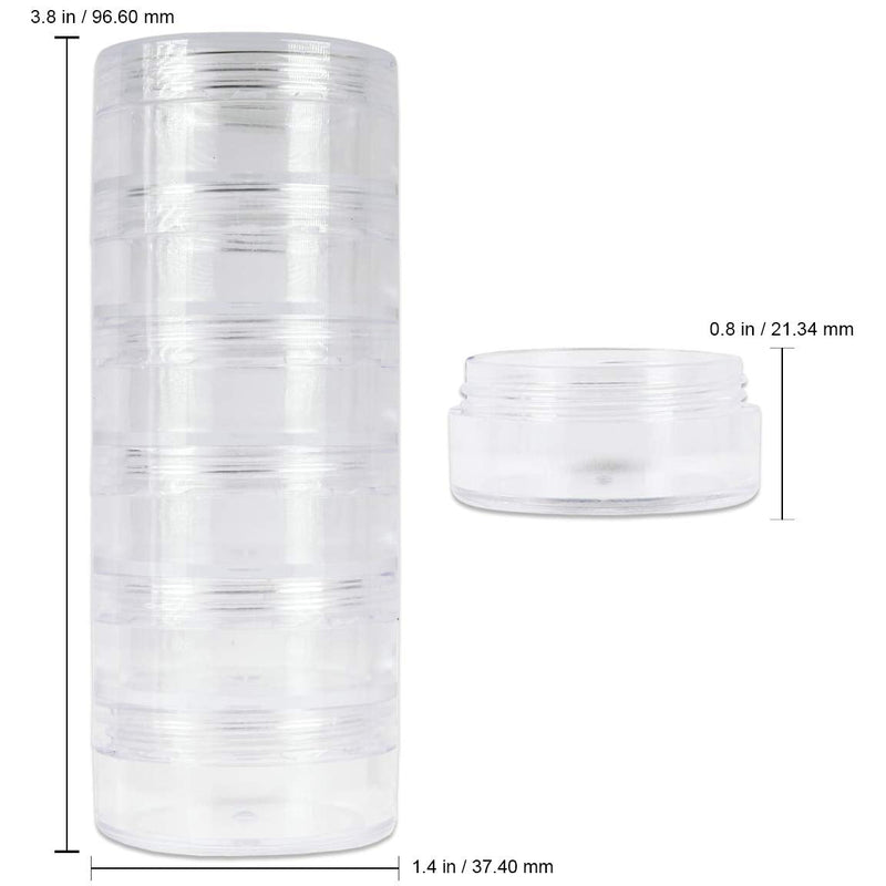 Beauticom 10G/10ML Round Stackable Transparent Plastic Makeup Lotion Cream Cosmetic Ointment Jars with Screw Cap Lid (1 Column (6 Pieces)) Beauticom