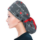 ABAMERICA Working Cap with Button Long Hair, Adjustable Working Hat Ponytail Holder, Tie Back Hats for Women, One Size (C00-1 Pack: Ponytail Black EKG) ABAMERICA