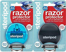 Steripod Men and Women Safety Razor Holder - Clip-On Cover Anti-Rust Blade Razor Protector Travel Size (2 Pk Blue - Black) BREXONIC