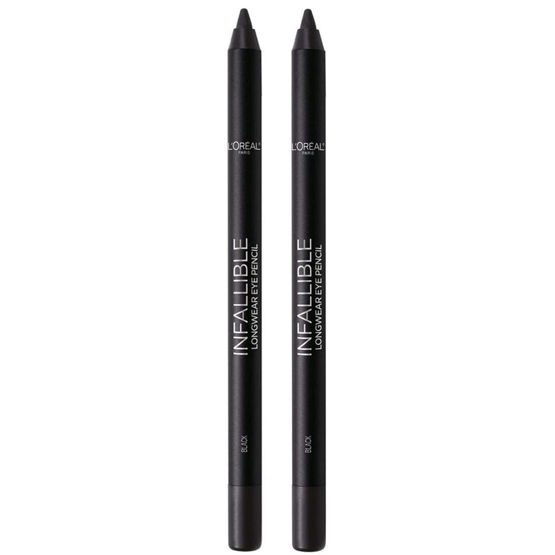 L'Oreal Paris Makeup Infallible Pro-Last Pencil Eyeliner, Waterproof and Smudge-Resistant, Glides on Easily to Create any Look, Black, 2 Count L'Oreal Paris
