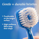 Soft Bristle Tongue Brush for Adults for Bad Breath, Halitosis & Oral Hygiene - Tongue Scraper Brush with Ergonomic Handle & Protective Cap for Easy Storage & Travel - 2 Pack Infinity Warehouse