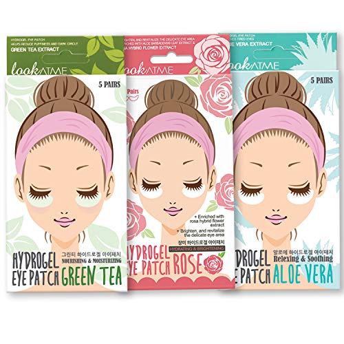 Under Eye Mask Dark Circles and Puffiness (15 pairs). Korean Skin Care Green Tea, Aloe Vera and Rose Hydrogel Eye Patch / Under Eye Pads. Dark Circle Remover and Collagen Eye Patches for Puffy Eyes. LOOKATME