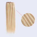 Sassina Halo Hair Extensions Remy Human Hair with Miracle Wire One Piece Fish Line Hair Highlighted Color Ash Blonde Mixed to Bleach Blonde P18-613