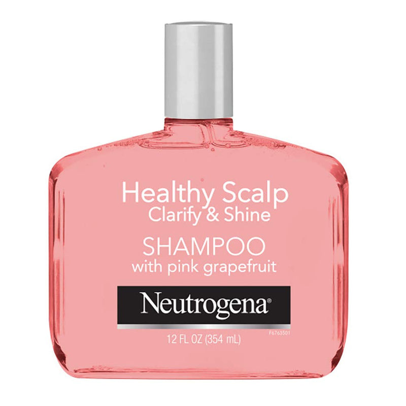 Neutrogena Exfoliating Healthy Scalp Clarify & Shine Shampoo for Oily Hair and Scalp, Anti-Residue Shampoo with Pink Grapefruit, pH-Balanced, Paraben & Phthalate-Free, Color-Safe, 12oz Neutrogena