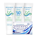 BERGMAN KELLY Rectangle Soap Bars, 2in1 Shampoo & Conditioner 2-Piece Set (White Tea, 0.5 oz each, 100 pc), Delight Your Guests with Revitalizing & Refreshing Sanitary Toiletries & Hotel Amenities BERGMAN KELLY