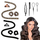 IVYU Tiktok Heatless Curling Rod Headband for Women Long Hair No Heat Hair Rollers Curlers Curls Flexi Rods Large Big Soft Foam Curling Ribbon Sleep Overnight for Gril's Hair Style Black Leorpard Ivyu