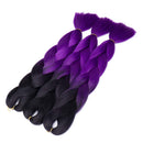 Ombre Jumbo Braiding Hair 24 inch Jumbo Braid Hair Extensions Jumbo Box Braids Crochet Hair Long for Women Kids DIY High Temperature Synthetic Fiber 2 Tones Black+ Purple 6 Bundles Benehair