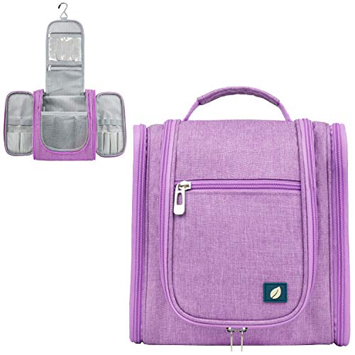 PAVILIA Hanging Travel Toiletry Bag Women Men | Cosmetic, Makeup Organizer Kit for Toiletries Accessories, Bathroom Hygiene, Water Resistant(Purple) PAVILIA