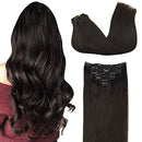 GOO GOO Clip in Hair Extensions Human Hair Dark Brown 20 Inch 120g 7pcs Remy Hair Extensions Real Natural Hair Straight Thick GOO GOO Store