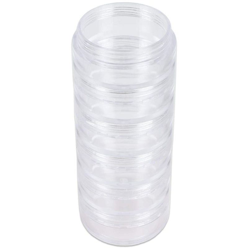 Beauticom 10G/10ML Round Stackable Transparent Plastic Makeup Lotion Cream Cosmetic Ointment Jars with Screw Cap Lid (1 Column (6 Pieces)) Beauticom