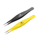 Surgical Tweezers for Ingrown Hair - Precision Sharp Needle Nose Pointed Tweezers for Splinters, Ticks & Glass Removal - Best for Eyebrow Hair, Facial Hair Removal (Black & Yellow) Majestic Bombay