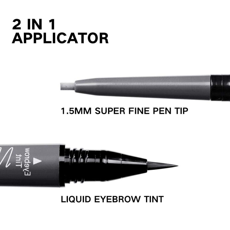 Music Flower Eyebrow Pencil Tint 1.5mm Ultra-Fine Microblading Pen 24h Long-lasting with Eyebrow Brush (Pack of 2, Dark grey+Soft grey) Music Flower