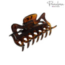 Parcelona French Classic Shaded Tortoise Shell Brown 3" Covered Spring Celluloid Made in France Jaw Claw Hair Clip Clutcher Clamp for Women and Girls Parcelona Store