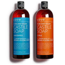 Cove Castile Soap Unscented & Citrus - 2x 1 Liter / 33.8 oz Bundle - Organic Argan, Jojoba, and Hemp Oils Cove