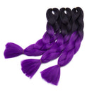 Ombre Jumbo Braiding Hair 24 inch Jumbo Braid Hair Extensions Jumbo Box Braids Crochet Hair Long for Women Kids DIY High Temperature Synthetic Fiber 2 Tones Black+ Purple 6 Bundles Benehair