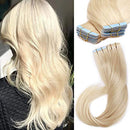 S-noilite Blonde Tape in Hair Extensions Human Hair for Women Tape in Extensions Glue in Hair Seamless Skin Weft Invisible Double Sided Tape Silky Straight 20Pcs 60g (18 Inch