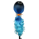 HANNE Long Body Wave Synthetic Wigs For Black and White Women Ombre Blue Heat Resistant Glueless Synthetic Hair Wavy Wigs Halloween Cosplay Party/Daily Full Wig (Ombre Blue) HANNE Store