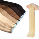 Tape In Hair Extensions Real Human Hair Invisible Seamless Skin Weft Double Side Tape Remy Human Hair Hightlight Balayage Natural Long Straight For Women(14'',30g/20pcs,