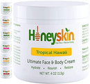 Manuka Honey Cream Face Moisturizer and Body Lotion - Eczema Honey Organic Moisturizing Cream - Dry Itchy Sensitive Skin - Face Lotion for Redness Eczema and Rosacea - Tropical Hawaii Scent (4oz) Honeyskin