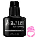 STACY LASH Extra Strong Eyelash Extension Glue (0.34fl.oz / 10ml) / 0.5-1 Sec Dry/Retention – 8 Weeks/Black Adhesive/Lash Tech Supplies + Glue Ring Infinity Warehouse