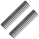 7 Inch Detangling Comb | 2 Pack | Black Carbon Fiber | Large Wide Tooth Detangler Comb | For Straight or Curly Hair | Wet or Dry Hair | Professional Grade Styling Comb for Men and Women Bardeau Essentials