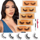 GOO GOO 3D Mink Eyelashes, Daily Type 13mm to 18mm 5 Styles Fake Eyelashes Multipack Real Siberian Mink Fur False Eyelashes Natural Look Hand Made Reusable Eyelashes for Women GOO GOO