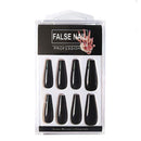 Poliphili 20Pcs Glossy Pure Color Super Long Press on Removable Wear Fake Nails Ballerina Coffin Extra Long Art Manicure Full Cover Acrylic False Nails Tips for Girls and Women (Black) POLIPHILI