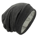 Satin Lined Hair Cover Sleep Cap - Adjustable Stay on No Fading Slouchy Skull Night Sleeping Beanie for Frizzy Natural Curly Hair Protection - Solid Dark Grey GB Selected