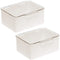 mDesign Plastic Stackable Bathroom Vanity Countertop Storage Cosmetic Organizer Box with Hinged Lid for Makeup, Beauty, Hair, Nail Supplies - 2 Pack - Cream/Clear mDesign Store