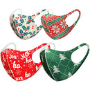 Christmas Themed Unisex Face_Mask Bandana Neck Gaiter Fashion Cloth Fabric Face Protection, Unisex Earloop Black Dust Reusable Washable (Pack of 4 Adult M71-72 And Kid KM70-72) Christmas Feeling