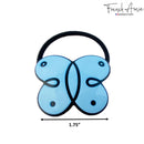 French Amie Butterfly Light Blue with Black Rim 1 3/4" Celluloid Handmade in France Ponytail Non-Slip Flexible Elastic Hair Tie for Girls and Women French Amie