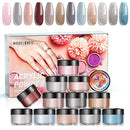 Modelones 12 Colors Acrylic Powder, Nude Brown Glitter Acrylic Nail Powder, Blue Pink Professional Nail Acrylic Powder, Glitter Acrylic Powder for Nail Art French Nail, Gift for Women modelones
