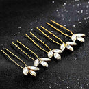 Asooll Bride Wedding Hair Pin Flower Bridal Head Clip Rhinestone Crystal Headpiece for Women and Girls(5pcs)(Gold) Asooll