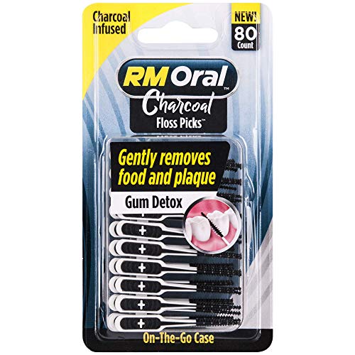 RM Oral Charcoal Infused Floss Picks Gum Detox On-The-Go, 80 Picks Floss