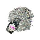 Neva Nude Face and Body Glitter Keychain - Chunky Loose Glitter for Festivals, Raves, and More | Cosmetic Grade | Super Sparkly (Friskie Fairy Silver Holographic Glitz Grenade) Neva Nude