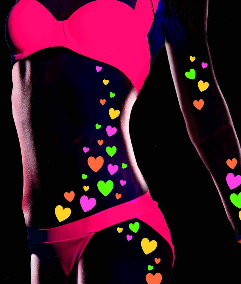 Sasswear Blacklight Heart Body Stickers - Neon, 40/pk Sasswear