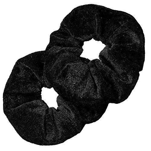 Kenz Laurenz Scrunchies for Hair - 2 Velvet Hair Ties for Women Girls Hair Elastics Ponytail Holder Scrunchy Girl Accessories Elastic Hair Bands Scrunchie Pack (Black) Kenz Laurenz