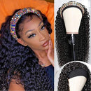 UNice Headband Wig for black Women Human Hair Curly Wig Brazilian Virgin Hair Glueless Non Lace Front Wig 150% Density (14inch) UNICE Store