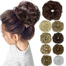 OKHOTY 1PCS Messy Hair Bun Hair Scrunchies Extension Curly Wavy Messy Synthetic Chignon for Women Updo Hairpiece(1PCS Dark Auburn) OKHOTY