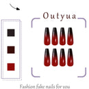 Outyua Ombre Extra Long Press on Nails Coffin Ballerina Gradeint Fake Nails Super Long False nails Acrylic Halloween Christmas Nails for Women and Girls 24Pcs (Red & Black) Outyua