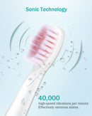 Initio Electric Toothbrush with Smart Timer, 5 Modes, 3 Dupont Bristles, 40,000 VPM Motor, Whitening Power Rechargeable Toothbrush for Adults and Kids (Pink) Initio
