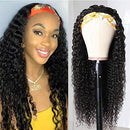 Glueless Wigs Water Wave Human Hair Headband Wigs No Lace Front Wigs for Black Women 9A Brazilian Virgin Hair Kinky Curly Headband Wig Full Hair Wet and Wavy Human Hair Wig with Headbands Vallbest