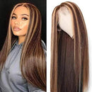 13x4 Blonde Lace Front Wigs Human Hair Pre Plucked Bleached Knots for Black Women Glueless Remy Brazilian HD Transparent Ombre Highlight Straight Lace Front Human Hair Wigs 150% Density(20 Inch, 4/27) TEMAN
