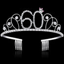 BABEYOND Crystal Birthday Tiara Crown Princess Birthday Crown Hair Accessories Happy 60th Birthday Crown Tiara for Women (60 Birth) BABEYOND