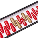 ALLKEM Royalty Red Extra Long Coffin Press on False Nails - 20 pcs Full cover Acrylic fake Nails 10 Sizes ALLKEM