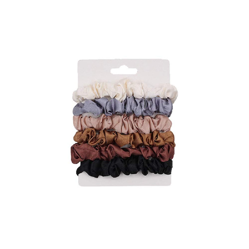 Shuiniba Silk Hair Scrunchies, Small Silk Scrunchy Skinny Hair Ties Bows,Elastics Hair Bands, Soft Scrunchy Hair Tie Ropes Ponytail Holder for Women Girls Hair Accessories 6 Pack(Assorted Colors) Shuiniba