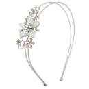LUX ACCESSORIES Silvertone Glitter Flower Crystal Rhinestone Coil Headband LUX ACCESSORIES