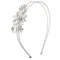 LUX ACCESSORIES Silvertone Glitter Flower Crystal Rhinestone Coil Headband LUX ACCESSORIES